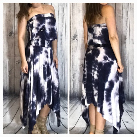 Tye Dye Strapless Midi Maxi Dress - Picture 3 of 4
